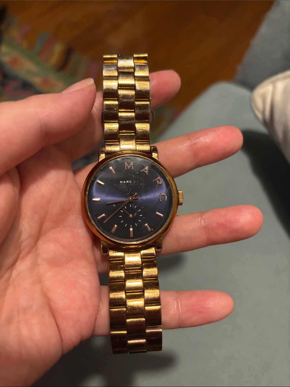 MARC by Marc Jacobs Men’s Gold-Tone Bracelet Watch with Blue Dial